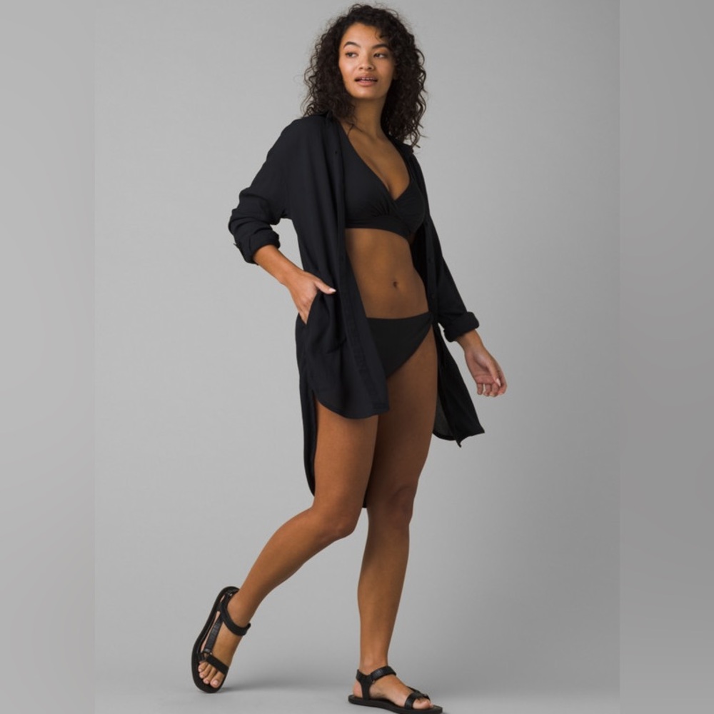 Prana scheena black shirt long sleeve light button down swimsuit cover up